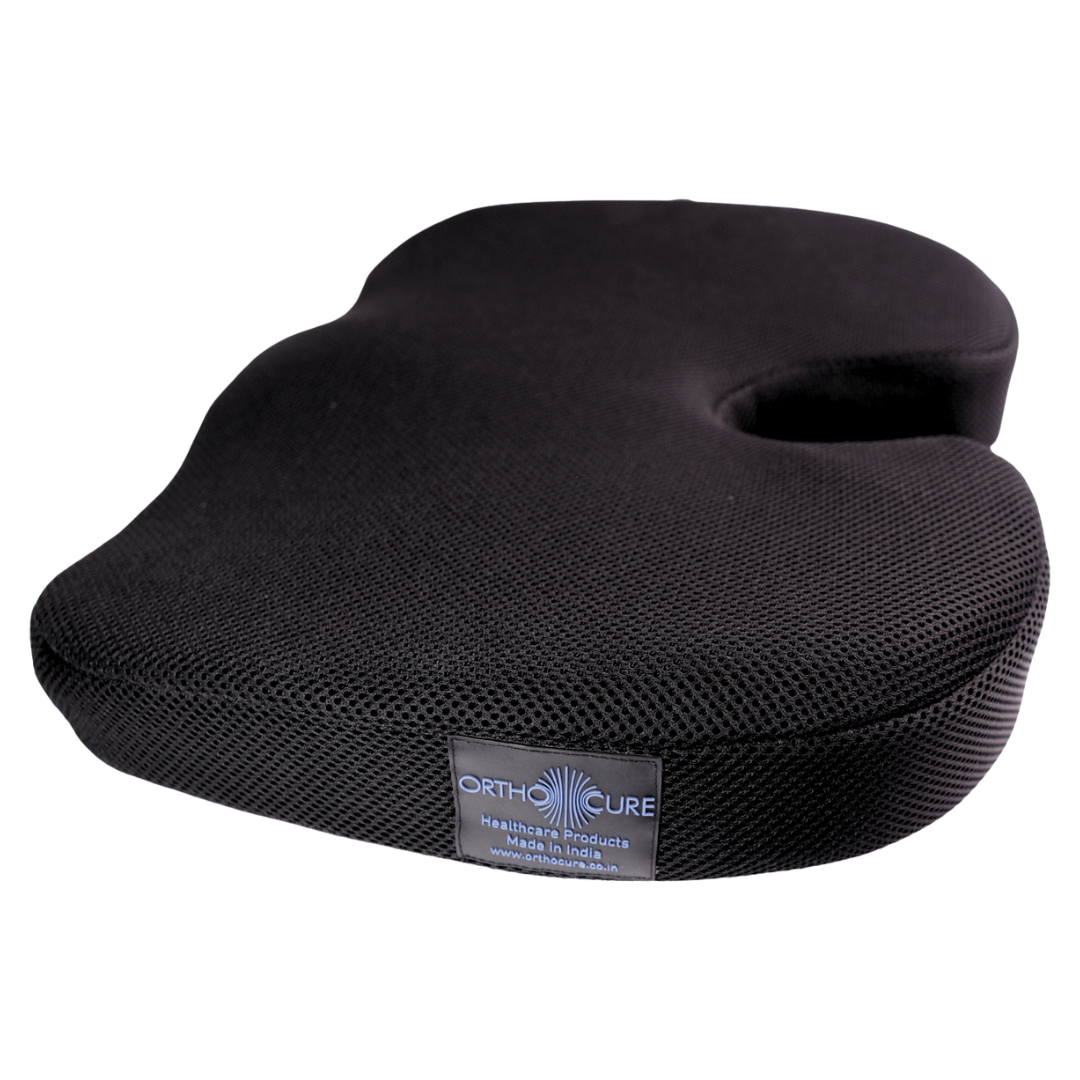 ORTHOCURE™ Orthopedic Memory Foam Coccyx Seat Cushion for Tail Bone Pain & Posture Correction
