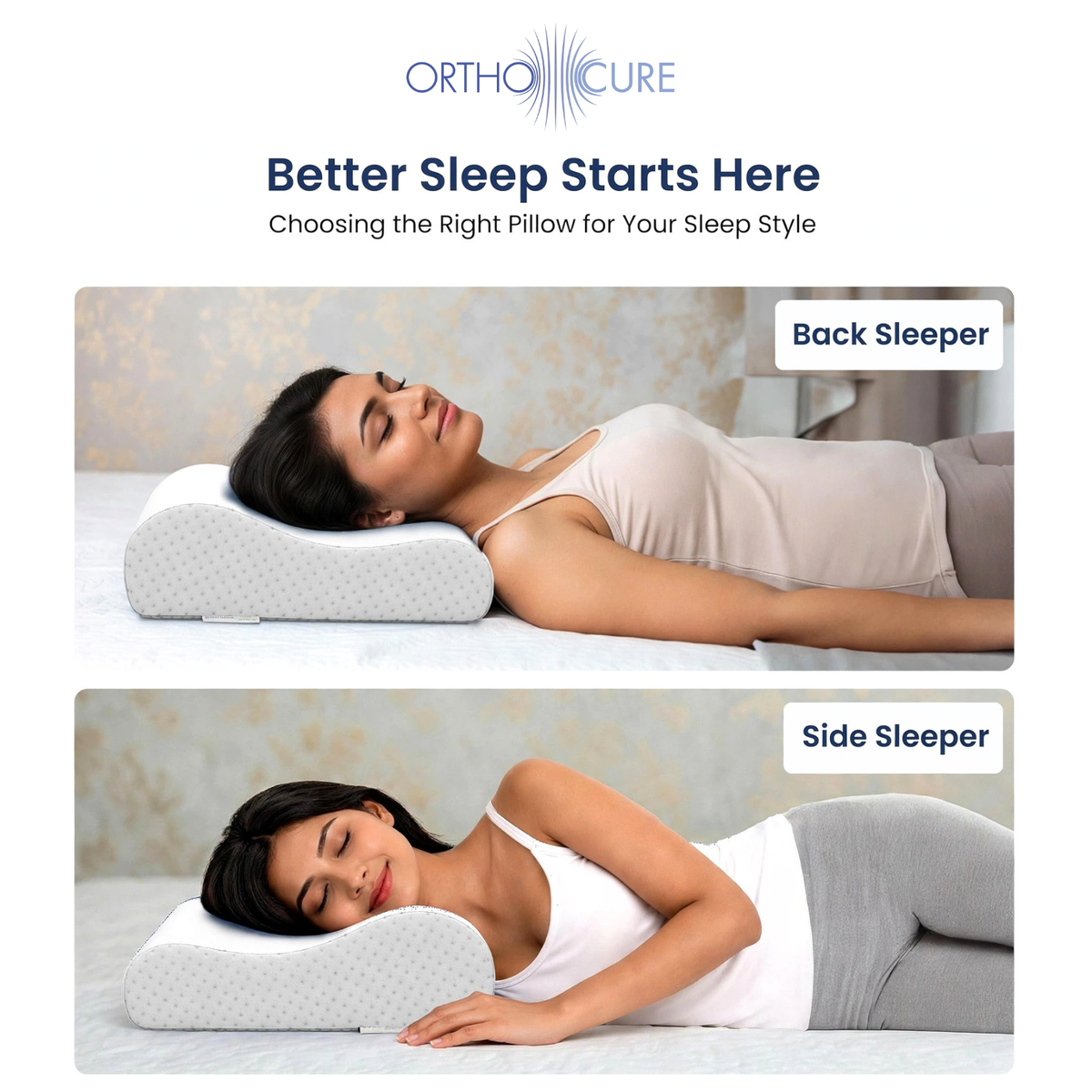 ORTHOCURE™ Contour Orthopedic Memory Foam Pillow for Cervical/ Neck Pain